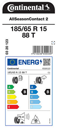 CONTİNENTAL 185/65R15 88T ASC 2 DÖRT MEVSİM LASTİĞİ ÜRETİM YILI:2025