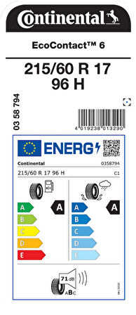 CONTİNENTAL 215/60R17 96H EC6 YAZ LASTİĞİ ÜRETİM YILI:2025