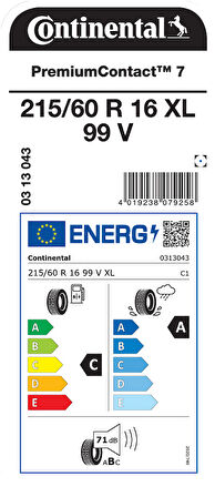 CONTİNENTAL 215/60R16 99V XL PC7 YAZ LASTİGİ ÜRETİM YILI:2024