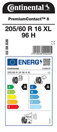 CONTİNENTAL 205/60R16 96H XL PC6 YAZ LASTİGİ ÜRETİM YILI:2024