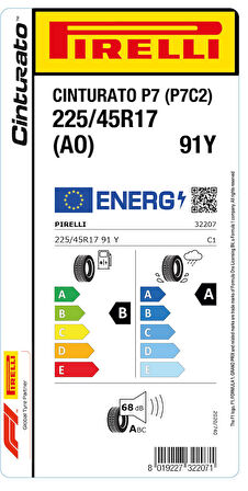 PİRELLİ 225/45R17 91Y AO CİNT P7 YAZ LASTİGİ ÜRETİM YILI:2023