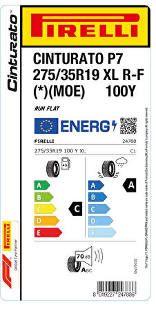 PİRELLİ 275/35R19 100Y XL RFT * MOE CİNT P7 YAZ LASTİGİ ÜRETİM YILI:2024
