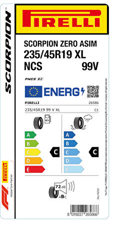 PİRELLİ 235/45R19 99V XL NCS SCORPION ZERO ASIM YAZ LASTİGİ ÜRETİM YILI:2023