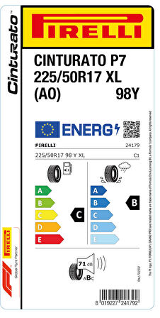 PİRELLİ 225/50R17 98Y XL AO CİNT P7 YAZ LASTİGİ ÜRETİM YILI:2021