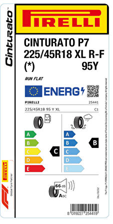 PİRELLİ 225/45R18 95Y XL RFT * CİNT P7 YAZ LASTİGİ ÜRETİM YILI:2025