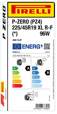 PİRELLİ 225/45R19 96W XL RFT * P ZERO YAZ LASTİGİ ÜRETİM YILI:2024
