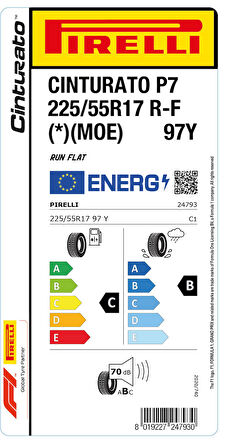 PİRELLİ 225/55R17 97Y RFT * MOE CİNT P7 YAZ LASTİGİ ÜRETİM YILI:2024