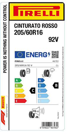 PİRELLİ 205/60R16 92V CİNTURATO ROSSO YAZ LASTİGİ ÜRETİM YILI:2025