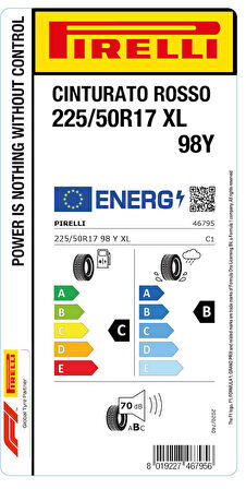 PİRELLİ 225/50R17 98Y XL CİNTURATO ROSSO YAZ LASTİGİ ÜRETİM YILI:2025