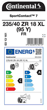 CONTİNENTAL 235/40ZR18 95Y XL FR SC7 YAZ LASTİGİ ÜRETİM YILI:2025