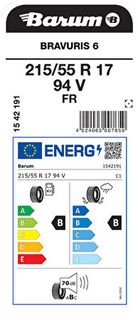 BARUM 215/55R17 94V FR BRAVURİS 6 YAZ LASTİGİ ÜRETİM YILI:2025