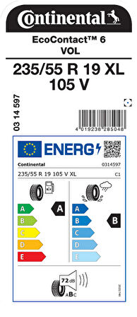 CONTİNENTAL 235/55R19 105V XL EC6 VOL YAZ LASTİGİ ÜRETİM YILI:2025