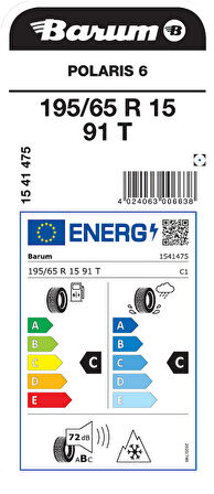 BARUM 195/65R15 91T POLARİS 6 KIŞ LASTİGİ ÜRETİM YILI:2025