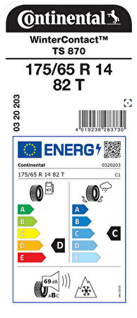 CONTİNENTAL 175/65R14 82T TS870 KIŞ LASTİGİ ÜRETİM YILI:2025