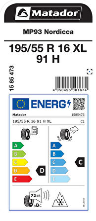 MATADOR 195/55R16 91H XL MP93 KIŞ LASTİGİ ÜRETİM YILI:2025