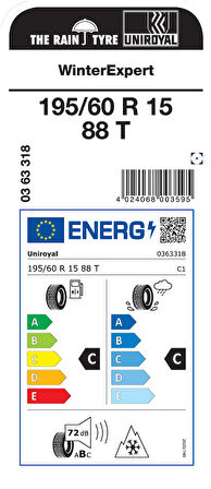 UNİROYAL 195/60R15 88T WİNTER EXPERT KIŞ LASTİGİ ÜRETİM YILI:2025