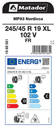 MATADOR 245/45R19 102V XL FR MP93 KIŞ LASTİGİ ÜRETİM YILI:2025