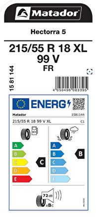 MATADOR 215/55R18 99V XL FR HECTORRA 5 YAZ LASTİGİ ÜRETİM YILI:2025