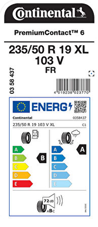 CONTİNENTAL 235/50R19 103V XL FR PC6 YAZ LASTİGİ ÜRETİM YILI:2025
