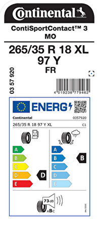 CONTİNENTAL 265/35R18 97Y XL FR SC3 MO YAZ LASTİGİ ÜRETİM YILI:2025