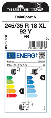 UNİROYAL 245/35R18 92Y XL FR RAİNSPORT5 YAZ LASTİGİ ÜRETİM YILI:2024