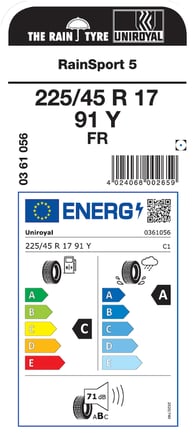 UNİROYAL 225/45R17 91Y FR RAİN SPORT 5 YAZ LASTİGİ ÜRETİM YILI:2025