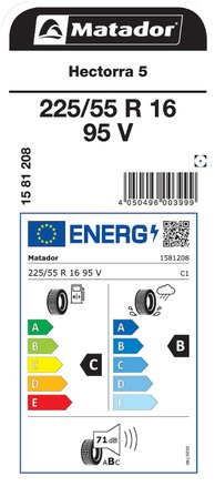 MATADOR 225/55R16 95V HECTORRA 5 YAZ LASTGİ ÜRETİM YILI:2025