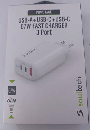 USB-A+USB-C+USB-C 67W FAST CHARGER 3 PORT