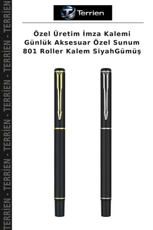 Özel Üretim İmza Kalemi Günlük Aksesuar Özel Sunum 801 Roller Kalem SiyahGümüş