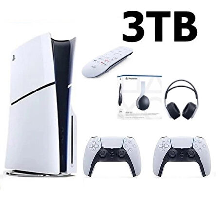 Playstation 5 Slim Cd Edition 3TB +2.Dualsense Kol + Media Kumanda+3D Plus Kulaklık