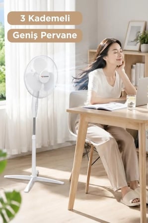 Özel Üretim Ofis Tipi Hızlı Serinlik Pratik Kullanım Vantilatör 16 Inc 55W Fan SF04 Beyaz