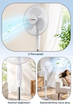 Özel Üretim Ofis Tipi Hızlı Serinlik Pratik Kullanım Vantilatör 16 Inc 55W Fan SF04 Beyaz
