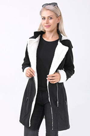 Kışlık Günlük Kaşe Kadın Kaban