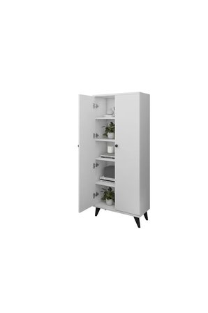 Simple Çok Amaçlı Dolap 4 Raflı 2 Kapaklı 60x30x144 BEYAZ