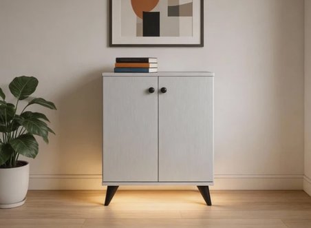 Simple Çok Amaçlı Dolap 2 Raflı 2 Kapaklı 60x44x80 BEYAZ
