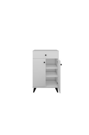 Simple Çok Amaçlı Dolap 2 Raflı Tek Çekmeceli 2 Kapaklı 60x44x96 BEYAZ