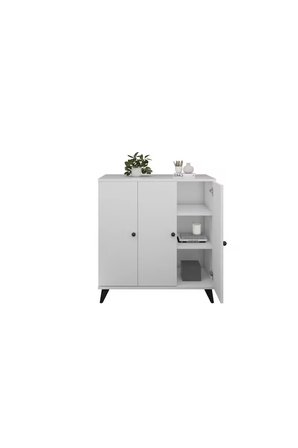 Simple Çok Amaçlı Dolap 4 Raflı 3 Kapaklı 90x44x96 BEYAZ