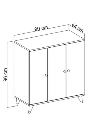 Simple Çok Amaçlı Dolap 4 Raflı 3 Kapaklı 90x44x96 BEYAZ