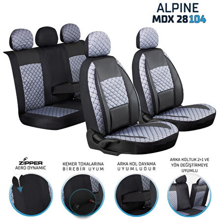 
Opel Vectra C Uyumlu Yarı Deri Oto Koltuk Kılıfı Ön Arka Set Alpine Model Siyah Füme SC