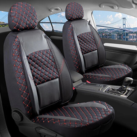 
Volvo 940 Uyumlu Yarı Deri Oto Koltuk Kılıfı Ön Arka Set Alpine Model Siyah Kırmızı SC