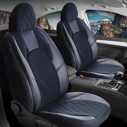 Bmw X1 Uyumlu Yarı Deri Oto Koltuk Kılıfı Ön Arka Set Chester Serisi Siyah 