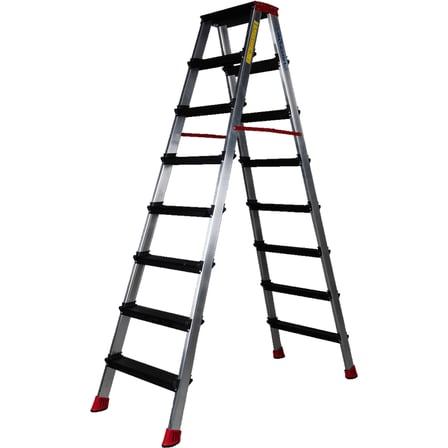 8+8 Çift Çıkışlı Premium Alüminyum Merdiven Siyah Basamak 20x50 Çok Amaçlı/Pratik/Kolay