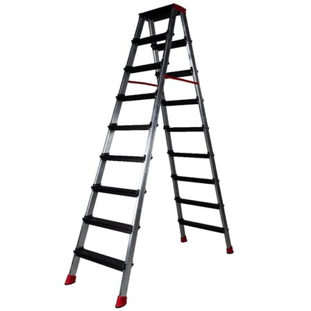9+9 Çift Çıkışlı Premium Alüminyum Merdiven Siyah Basamak 20X50 Çok Amaçlı/Pratik/Kolay