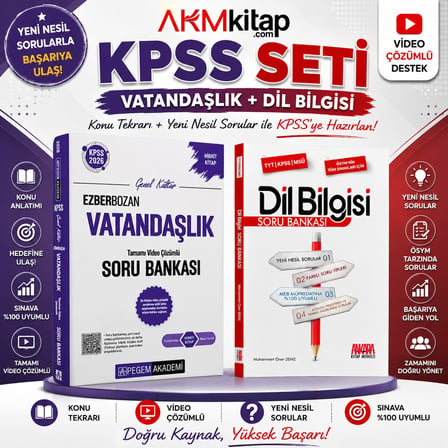 Pegem KPSS Vatandaşlık ve AKM Dil Bilgisi Soru Bankası Seti 2 Kitap