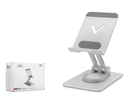 360 Derece Döner Ayarlanabilir Masaüstü Telefon Standi Metal - Gümüş HDX8025