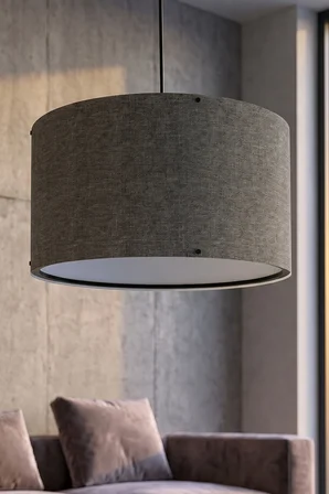 Koyu Gri Kumaş Başlıklı Sarkıt Avize 35 CM
