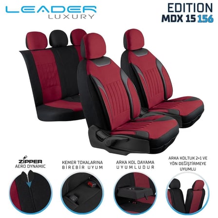 Kia Picanto Tay Tüyü Oto Koltuk Kılıfı Fermuarlı Ön Arka Set Bordo Edition