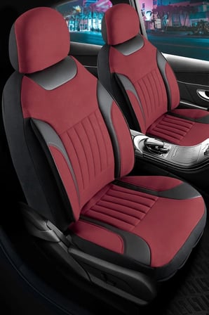 Renault R12 GTS Tay Tüyü Oto Koltuk Kılıfı Fermuarlı Ön Arka Set Bordo Edition
