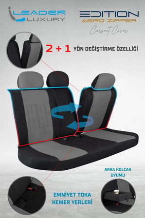 BMW 4 Serisi 430i xDrive Gran Coupe Tay Tüyü Oto Koltuk Kılıfı Fermuarlı Ön Arka Set Füme Edition