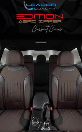 Audi 100 Serisi Tay Tüyü Oto Koltuk Kılıfı Fermuarlı Ön Arka Set Kahverengi Edition
